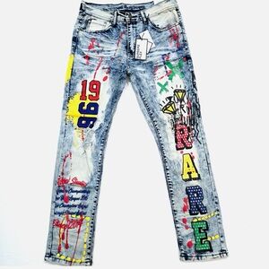 Rue 21 Stylish Multicolor Graphic Men's Jeans